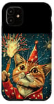 iPhone 11 New Year Cheer with this Happy and Funny looking Cat Design Case