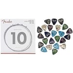 Bundle of (6) Fender Super 250 String Set - 250R (010/046) - Nickel-Plated Steel - Ball Ends + 351 Shape Premium Picks 24 Count Multi-Colour