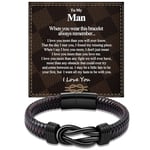 BOCHOI To My Man Love Leather Bracelet for Men Anniversary Birthday Gift, Presents for Men I Love You Brown Bracelets Gifts for Him Husband Boyfriend Mens Fiance Valentines Gifts