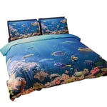 PETTI Artigiani Italiani - Housse de Couette, Lit (180x200), Aquarium, Tissu 100% Satin Frais, 100% Made in Italy