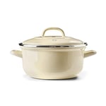 BK Indigo Cocotte Ronde Allemande Emaillée Héritage Néerlandaise avec Couvercle avec Revêtement Antiadhésif en Céramique Sans PFAS, 24 cm/4.2 Litre, Induction, Va au lave-vaisselle et au four, Crème