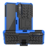 LFDZ Compatible with Sony Xperia 10 II Case,Heavy Duty Tough Armour Rugged Shockproof Cover with Kickstand Case For Sony Xperia 10 II Smartphone (Not fit Sony Xperia 1 II),Blue