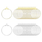 ALEXCRAFT Fabrication Boucle D'Oreille Lot de 100 Créoles Fabrication de Bijoux Kit Boucle D'Oreille A Fabriquer Breloques Creation Bijoux 25 Mm Kit de Fabrication de Boucles D'Oreilles Vrac Or Argent