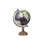 Globe terrestre Noir avec Base en Bois 22 x 20 x 33 cm