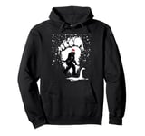 Bigfoot Christmas Loch Ness Santa Hat Lights Snowflakes Xmas Pullover Hoodie