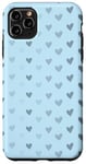 Coque pour iPhone 11 Pro Max Cœurs gris bohème avec fond bleu neutre