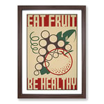 Big Box Art Vintage WPA Poster Eat Fruit Framed Wall Art Picture Print Ready to Hang, Walnut A2 (62 x 45 cm)