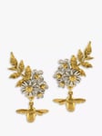 Alex Monroe Bee Floral Wreath Stud Earring, Gold/Silver