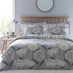 Elements Emmott Reversible Grey Super King Duvet Cover and Pillowcase Set Light Grey