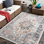 Livabliss Safi Indoor Outdoor Rug - Large Boho Rug for Living Room 120x170cm, Dining, Kitchen Rug - Vintage Patterned Neutral & Coloured Rugs, Waterproof, Stain Durable, Blue, Rust, Beige Rug