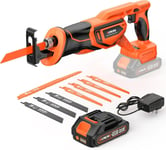 Olmlmo 21V Cordless Reciprocating Saw+Battery&Charger Recip Sabre Saw Kit Set UK