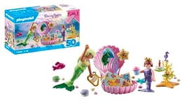 Playmobil 71446 Sirènes et décorations de fête - Univers Princess Magic - Comprend Deux sirènes, avec Un Coquillage géant, des hippocampes, des Ballons et des Cadeaux - Dès 4 Ans