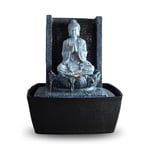 Fontaine d’Intérieur Bouddha Mur d’Eau Cascade Lotus Lumière LED Blanc – Déco Zen Salon Chambre Feng Shui - Fontaine de Table Circuit fermé - Cadeau Utile– H 26cm – Nirvana Zen’Light