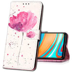 MRSTER Coque pour Samsung Galaxy A02s, Etui Nouveau 3D Effet Cuir PU+TPU Silicone Carte Antichoc Support Portefeuille Magnétique Créatif Housse pour Samsung Galaxy A02s. YB Red Flower