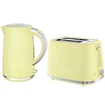 Russell Hobbs Eden Jug Kettle & 2 Slice Toaster Set Chrome Accents Lemon Yellow