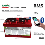 Sunwind 100 Ah Lithium 12V Batteri (Heat, Bluetooth)