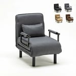 Fauteuil convertible 1 place chauffeuse en tissu Deborah Couleur: Gris