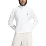 adidas Femme Train Essentials Minimal Branding 1/4-Zip Cover Up, White, S