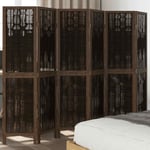 vidaXL Room Divider 6 Panels Dark Brown Solid Wood Paulownia UK