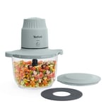 Tefal XXL Chopper, 2L Durable Heat Resistant Borosilicate Glass Bowl, Storage Lid, 4 Stainless Steel Blades, 2 Speeds, Food Processor, Dips, Hummus MB603165