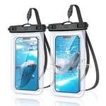 YOSH Pochette Étanche Smartphone, IPX8 Protection Telephone Eau [Lot de 2], Coque Etanche pour iPhone 16 15 14 13 12 11 Pro XS XR X, Samsung S24 S23 S22 Jusqu'à 6.8 Pouces, Transparent