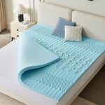 CASABEL Surmatelas 80 x 200 cm Mousse à Memoire de Forme 5 cm Haute Densité - sur-Matelas Simple - Zones Ergonomiques de Soutien - Gel Infusé Bleu - pour Matelas, Clic Clac, BZ - Entreprise Française