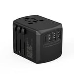 Tripper ADAPTATOR Chargeur de Voyage Adaptateur Rapide 15W Universel Xoopar Noir - + de 150 Pays - Tout en Un avec 3 USB Type-A et 1 USB-C - 120/220V