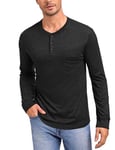 Homme Henley T-Shirts à Manches Longues Col Tunisien Rond Boutons Tee Shirt Chic Chemisier Casual Slim Fit Blouse Basique Hauts Tops pour Homme