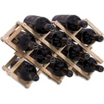 Casier à vin empilable en Bois contenir 10 Bouteilles,rhombe Log, Porte Bouteille Artisanale à 3 Niveaux, Range Bouteille pour comptoir de Bar,