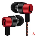 Universal 3,5 mm In-Ear Super Bass Stereo hörlurar Öronsnäcka Metall Red One-size