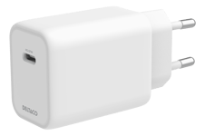 DELTACO – USB-C-seinälaturi 67 W, GaN, Samsung Super Fast Charging -pikalataus, valkoinen (USBC-G