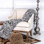 Home Must Haves Zebra Animal Print Safari Bed Blanket Bedding Throw Fleece, Queen Size, Black And White