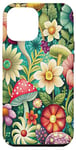 Coque pour iPhone 14 Plus Motif floral coloré et champignons sauvages