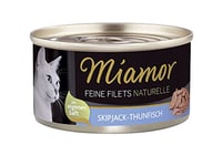 MIAMOR Filets Naturelle - Nourriture Humide pour Chats Adultes avec Morceaux de Filet dans Leur Propre jus - Complément Alimentaire Faible en Gras dans Une boîte sans additifs artificiels - 24 x 80 g