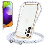 Kokio Coque avec Cordon pour Samsung Galaxy A52s 5G/A52 4G/5G, Silicone Etui Housse avec Motif Coeur d'amour, Antichoc Case avec Réglable Collier Lanière pour Samsung A52s 5G, Bandoulière-Blanc