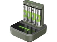 Gp Recyko B441 4-Faldig Lcd-Modell Dockningsstation + 4X Aa Nimh 2100Mah