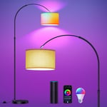 Modlicht Lampadaire intelligent, fonctionne avec Alexa et Google Home, Lampadaire RVB à intensité variable, changement de couleur, pour fête ou ambiance festive, lampe arc WiFi E27 9 W pour salon