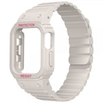 Apple Watch Ultra 1/2 49mm Armband med Skal Silikon Magnetstänging Vit