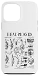 Coque pour iPhone 13 Pro Max Casque audio vintage breveté DJ Gamer Podcaster Musique