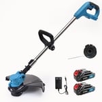 Teetok - Strimmers sans fil, coupe-herbe sans fil, avec 1 bobine de remplacement (avec ligne), batterie 2x3000mAh + chargeur, compatible avec la