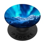 Aurora Borealis Northern Lights Over Mountains Blue PopSockets Adhesive PopGrip