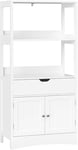 VASAGLE Meuble de Rangement de Salle de Bain, Armoire Haute, Bibliothèque, avec 2 Compartiments Ouverts, 1 Tiroir et 1 Placard, 32,5 x 60 x 122 cm, pour Salon, Cuisine, Bureau, Blanc BBC64WT