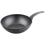 Florina - Poêle Wok I Diamètre - 28 cm I Woks et Poêles à Frire BONO I Poêle Wok en Aluminium I Cuisinières en Tous Genres - Induction, Gaz, Plaque Électrique I Facile à Nettoyer I Couleur: Noir