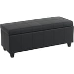 Banc/banquette/coffre de rangement Kriens, 114x45x45cm, similicuir, noir mat