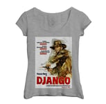 T-Shirt Femme Col Echancré Django Vieille Affiche De Film Rétro Poster Cinéma Vintage Western