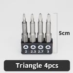 Outil d'embout de tournevis en forme de U,triangle de type Y,croix intérieure,trois points,4-13P12,50mm - Type Triangle 4pcs