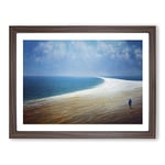 Alone On The Beach H1022 Framed Print for Living Room Bedroom Home Office Décor, Wall Art Picture Ready to Hang, Walnut A4 Frame (34 x 25 cm)