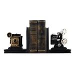 CHUTD Art Bookend Creative Heavy Duty Bookend Retro Decoration Film Projector Book Clip Decoration Office Desk Bookcase Bookshelf Simulation Book Home Decoration Book Ends