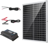 Panneau Solaire 20W 12V Monocristallin Kit de Panneaux Solaires, 20 Watt Panneau Solaire avec Régulateur de Charge 20A pour Charge d'énergie 12 Volt hors réseau pour Camping Caravane