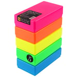 WestonBoxes Plastic Storage Boxes with Lids for Pens, Pencils and Stationery - 1.4 Litre Volume (Neon Multicolour/Opaque, Pack of 5)